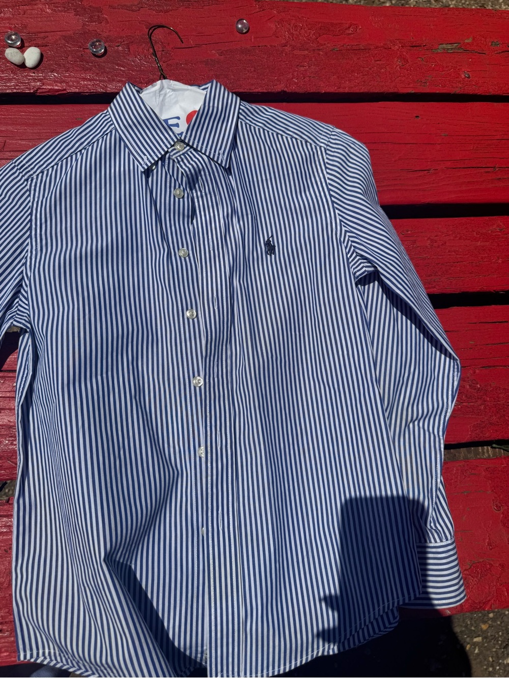 Polo by Ralph Lauren Blue & White Vertical Stripe Dress Shirt